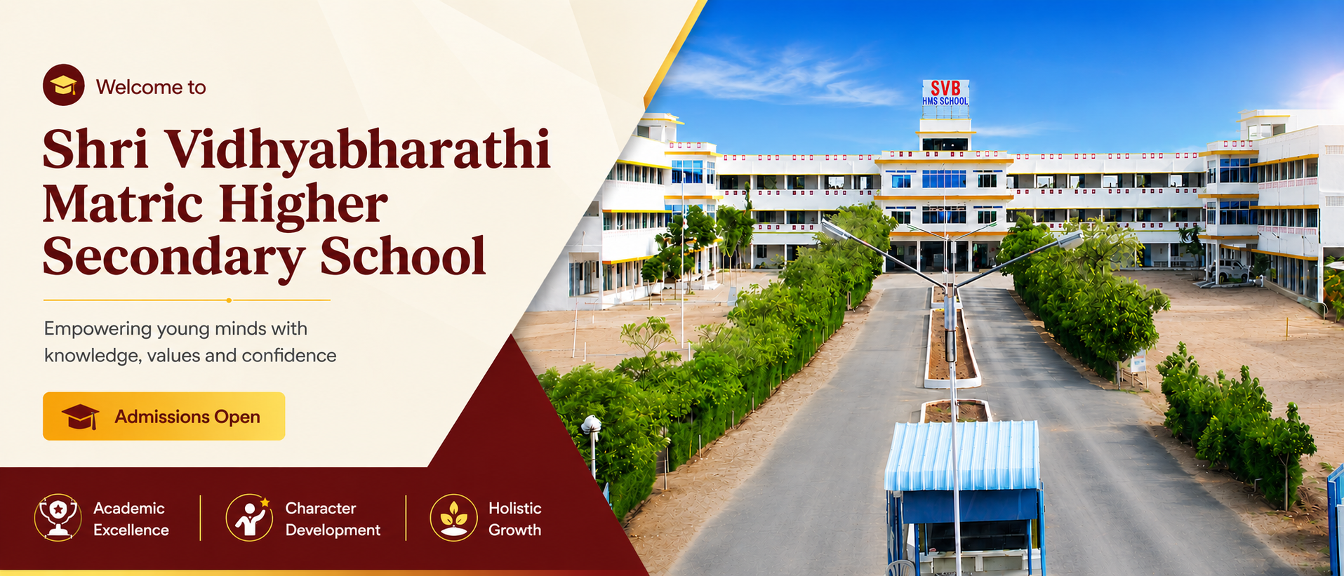 Welcome to Shri Vidhyabharathi Matric Higher Secondary School — admissions open